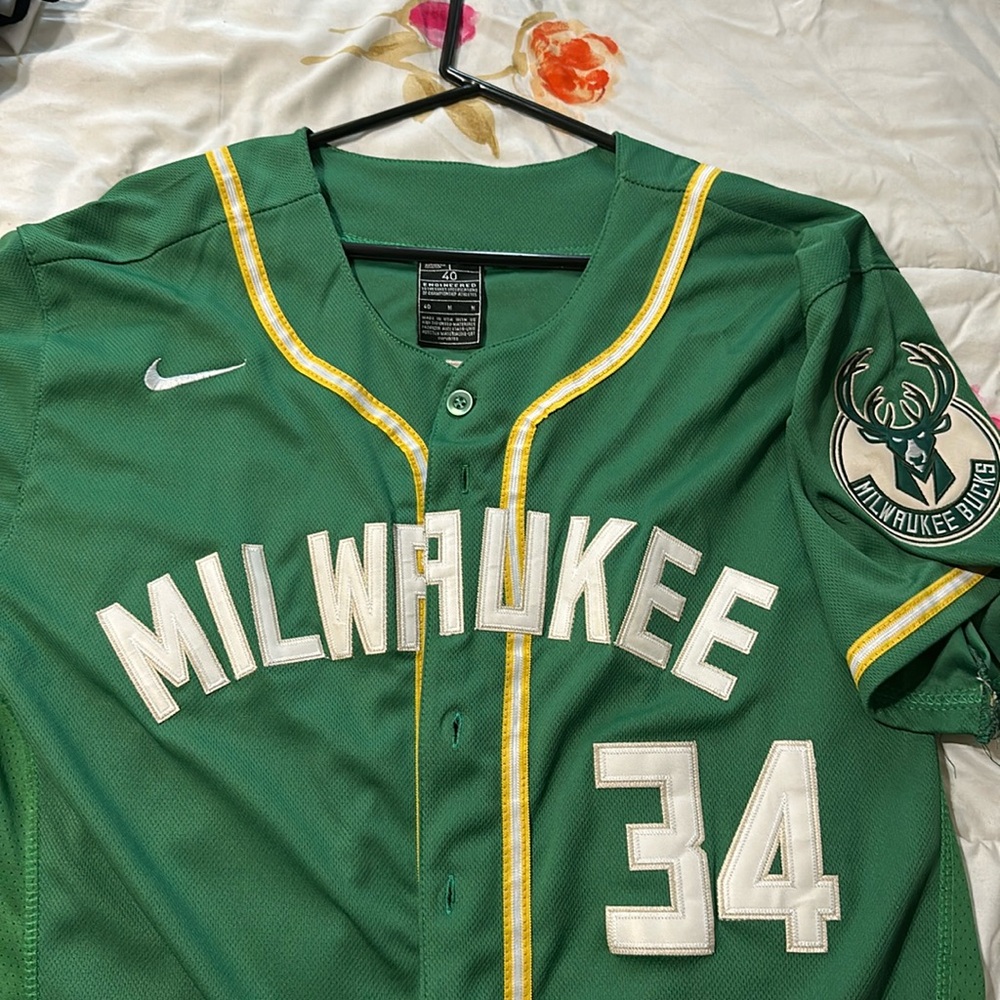 Milwaukee Bucks Giannis Antetokounmpo baseball jersey